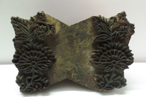 VINTAGE WOOD HAND CARVED TEXTILE PRINTING BLOCK STAMP DESIGN ?????????????????