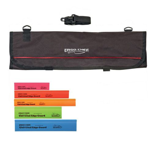 9 pocket chef knife case roll bag with 5 pack edge guards for sale