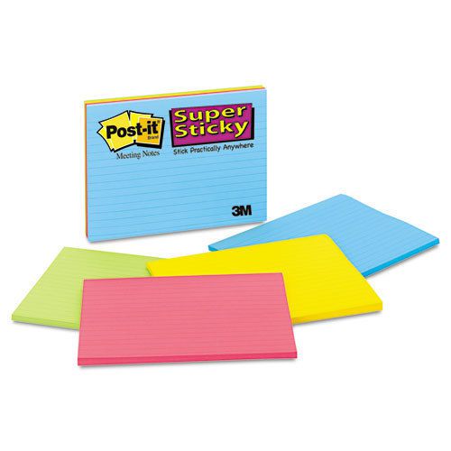 Post-it Notes Super Sticky Meeting Notes In Rio De Janeiro Colors Lined 4 Pads