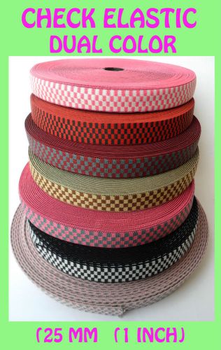 1&#034; inch 25 mm wide waist stretch elastic for belt craft sewing Dual color  Check