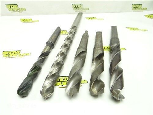LOT OF 5 HSS 3MT TWIST DRILLS 23/32&#034; TO 1-7/64&#034; WRIGHT CLEVELAND ATD