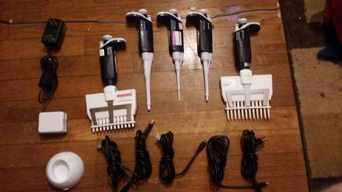 Gilson Pipetman Set of 5 Digital Pipettes P20, P200 &amp; P1000 &amp; 2 Multiwell New!