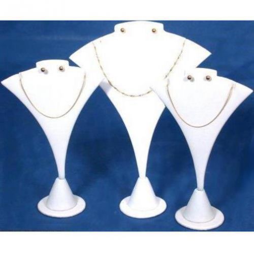 3 White Combo Necklace &amp; Earring Stand Jewelry Display