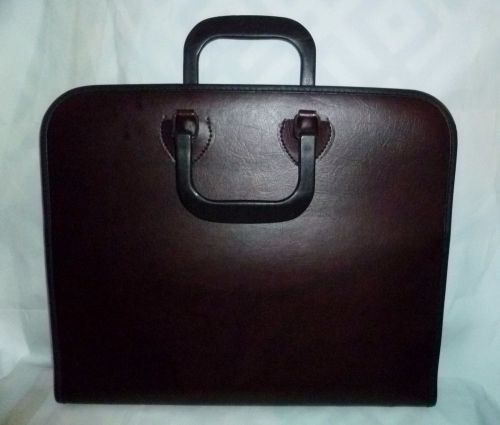 Vtg france leather business document art portfolio binder attache case 16x13 lg for sale