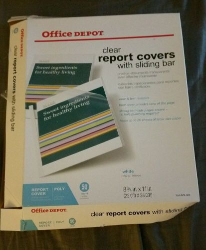 Office Depot clear report covers with white sliding bar