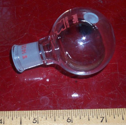Kontes pyrex glass round bottom boiling flask 50 ml  14/20 bantam-ware for sale