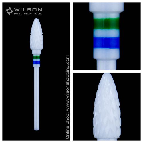 Bullet Shape - White Zirconia Solid Ceramic Dental Lab Burs - Coarse(C)