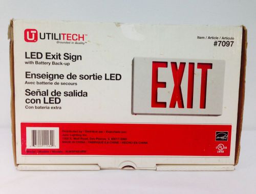 Utilitech Electric LED Exit Sign w/ Battery Backup (Item #7097; Model LWSPXEURW)