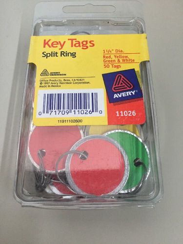 Avery 11026 Key Tag With Metal Rim, 1-1/4&#034; Diameter, 50/PK, Assorted