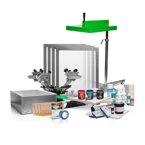 Silk Screen Printing Kit - 4 Color Press &amp; Flash Dryer