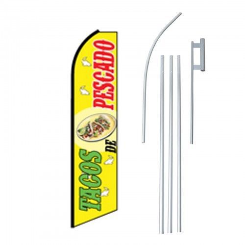 Tacos de Pescado Flag Swooper Feather Sign Banner 15ft Kit made USA
