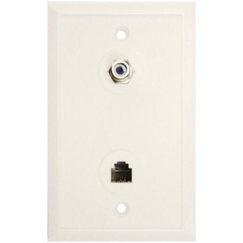 Eagle Aspen 500277 Wall Plate w/F81 Connector &amp; 6P/4C Phone Jack 3GHz - White