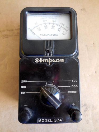 Simpson Model 374 MICROAMPERES DC Meter Vintage SHIPS TODAY!