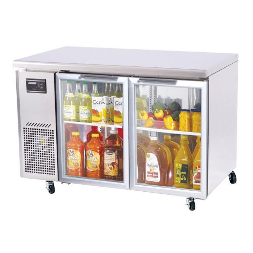 Turbo air jur-48-g, 48-inch two glass door undercounter refrigerator with side m for sale