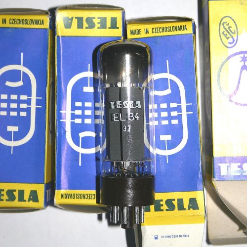 EL34 Tesla brown base NIB NOS tubes double O getter matched  2pcs.