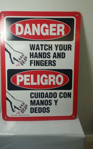 NEW EMEDCO PLASTIC DANGER/PELIGRO SIGN,&#034;WATCH HANDS AND FINGERS&#034; 64524 10&#034;x 14&#034;