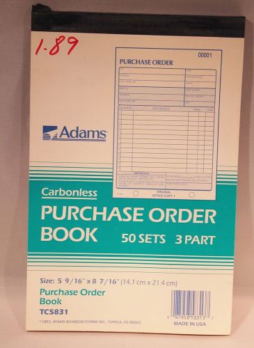 Adams TC5831 Purchase Order Book 5.56 x 8.44 Inch, 3-Part Carbonless 50 Sets