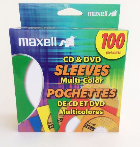 Maxell CD &amp; DVD Sleeves Multi-Color 100 pk NIB