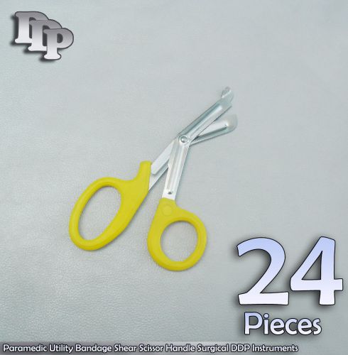 24Pcs Paramedic Utility Bandage Shear Scissor5.5&#034;Yellow Handle Surgical DDP Inst