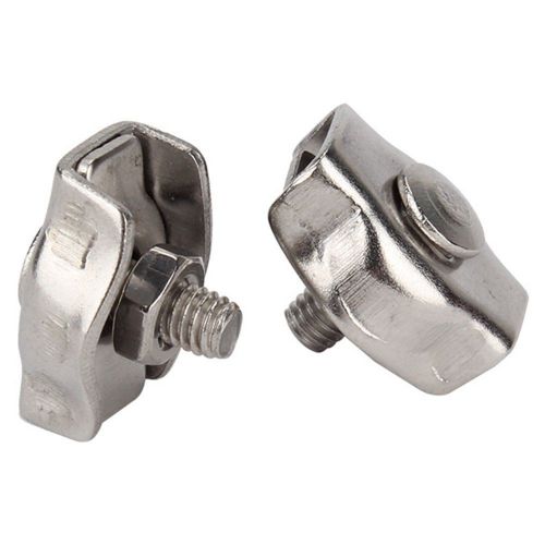 2pcs 304 stainless steel 2mm wire rope grip cable simplex clamp silve for sale