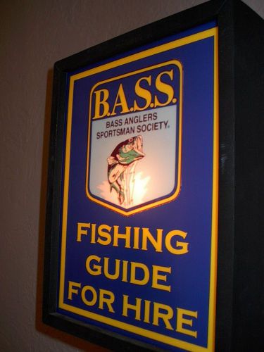 BASS Guide Fishing Tackle Lures Store Man Cave Lighted SIgn