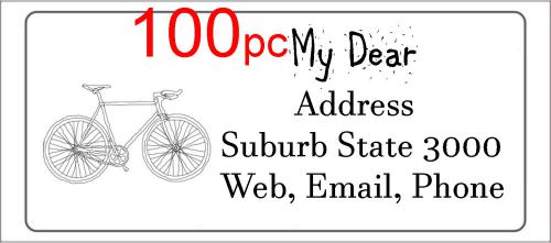 100 Personalised return address label bicycle custom mailing sticker 56x25mm