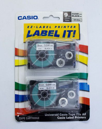 Label Printer Tape For CWL-300 - 9mm Tape Black-On-Clear 2 Pack
