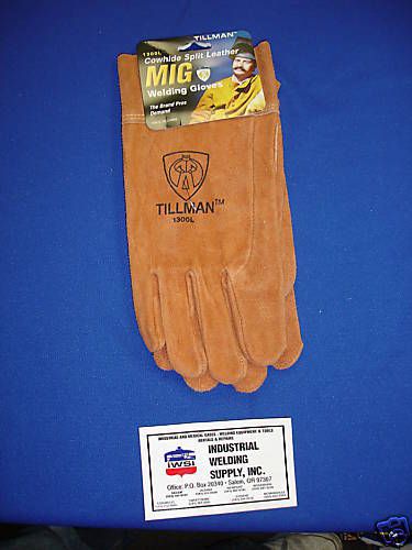 Tillman 1300l mig gloves large cowhide split leather for sale