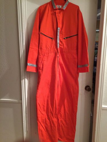 NEW W/O TAG- RED KAP MENS WORK SNAP FRONT COVERALLS ORANGE- 42 REG