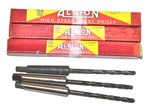 3 nos albion uk no.1 mt morse taper shank hss 13/64&#034; twist drill bits for sale