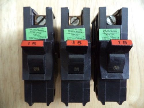 Lot of 3 Federal Pacific 1 Pole 15 Amp NA-NI STAB-LOK Circuit Breakers TESTED