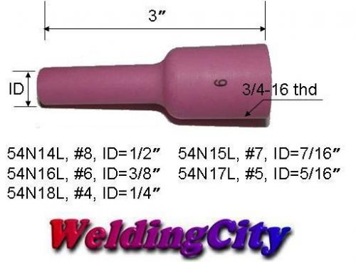 WeldingCity 2 Long Ceramic Gas Lens Cups 54N16L (#6) TIG Welding Torch 17/18/26