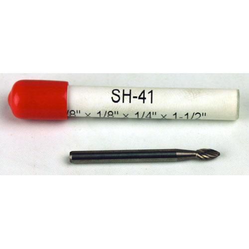 Carbide Burr (SH-41) Flame Shape - Single Cut - 1/8 x 1/8 x 1/4 x 1 1/2