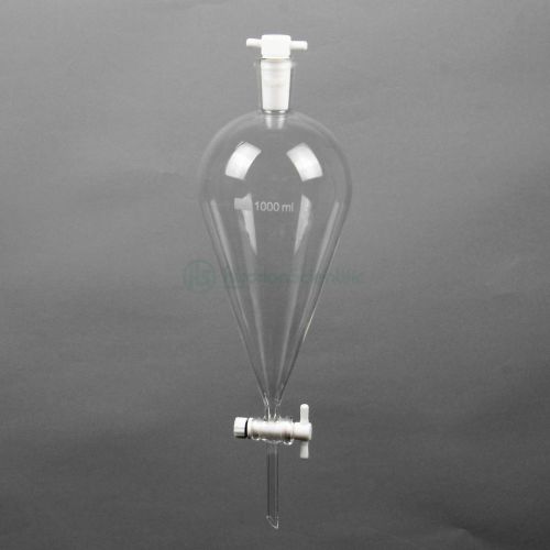 1000ml 1l 24/40,glass pyriform separatory funnel,straight tube,ptfe stopcock for sale