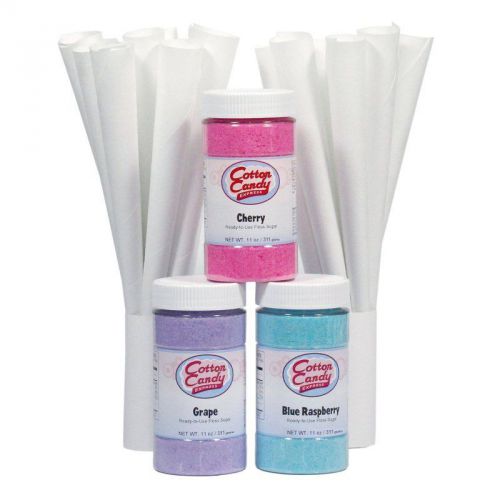 Cotton candy express fun pack with blue raspberry, cherry &amp; grape floss sugar an for sale