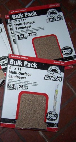 Bulk pack 9&#034; x 11, 4+ packages multiple grit coarse 36, 40 &amp; 50 sand paper for sale