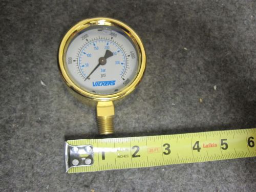 NEW VICKERS 2-1/2&#034; LIQUID FILLED PRESSURE GAUGE 5000 PSI, 350 BAR