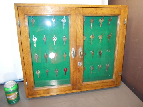 Antique / vintage wall cabinet for key storage/  mahogany wood / auto shop- home for sale