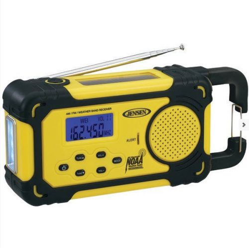 Jensen Emergency Weather Alert AM FM Radio USB Port Flashlight Crank Charge New