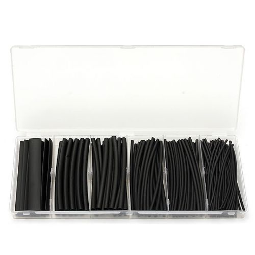 New 160Pcs Black Polyolefin 2:1 Heat Shrink Tubing 1.5/2.5/3/4.5/6/9mm