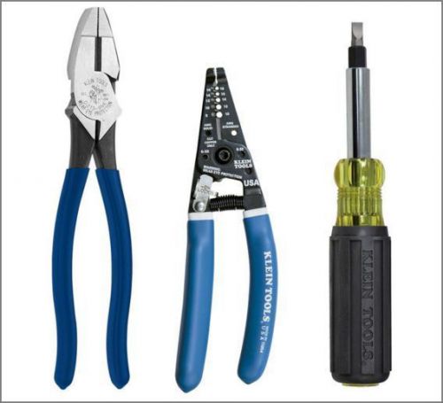 Klein Tools M2O39109KIT 3-Piece Electrician&#039;s Tool Kit Pliers Stripper Cutter