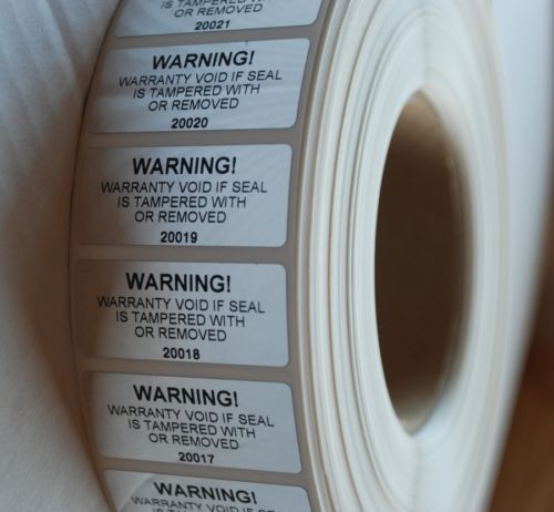 100 warning warranty void security labels stickers-tamperproof-serial numbering for sale