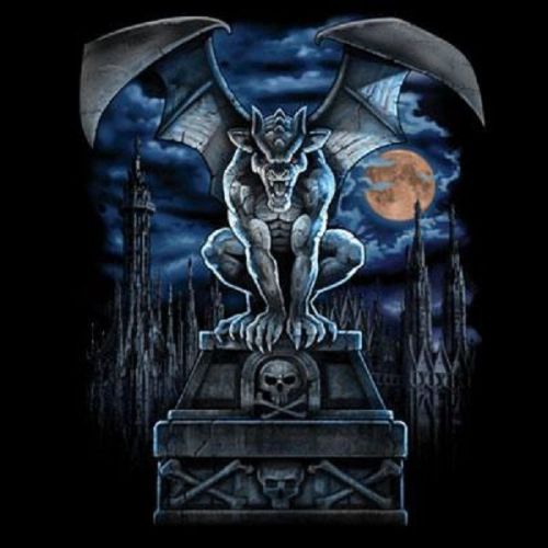 Gargoyle Moon HEAT PRESS TRANSFER for T Shirt Sweatshirt Tote Quilt Fabric 675o