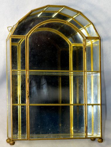 Brass glass mirrored display case curio cabinet shadow box by albert e price for sale