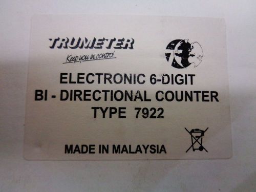TRUMETER ELECTRONIC 6-DIGIT BI-DIRECTIONAL COUNTER 7922
