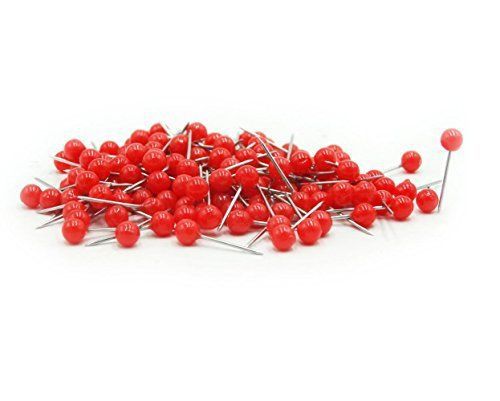 1/8 Inch Map Tacks (Red) 200-count New
