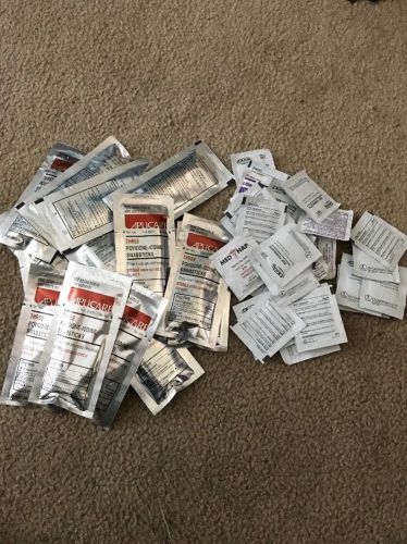 Lot of 16 aplicare iodine swab sticks &amp; 29 antiseptic wipes for sale