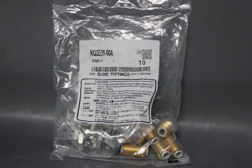 New bag of 10 smc 6mm one touch brass bulkhead union fittings kq2e06-00a for sale