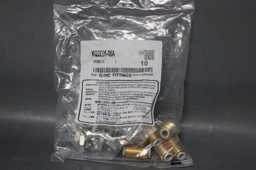 NEW BAG OF 10 SMC 6MM ONE TOUCH BRASS BULKHEAD UNION FITTINGS KQ2E06-00A