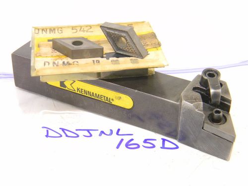 USED KENNAMETAL 1&#034; SHANK DDJNL 165D TURNING TOOL HOLDER WITH 3PCS. INSERTS